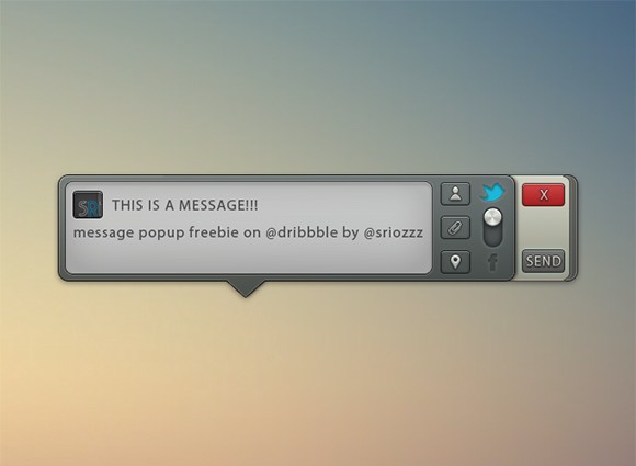 Message popup PSD freebie