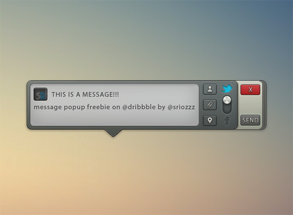 Message popup PSD freebie