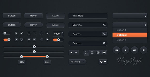 UI dark kit PSD