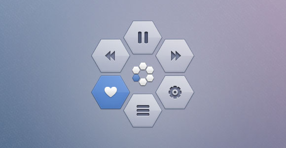 Hexagonal pop-up menu PSD freebie