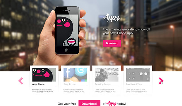 Appz free landing page template PSD