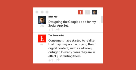 Minimal Google plus widget PSD