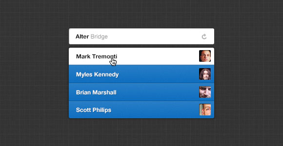 Autocomplete dropdown search PSD