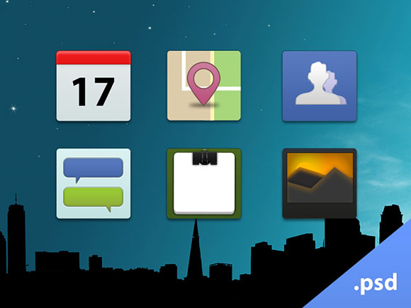 Facebook-style PSD icons