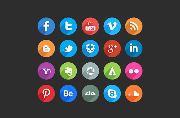 45 long shadow social icons