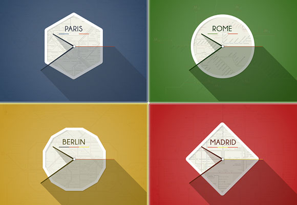 European flat clocks PSD