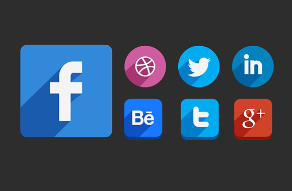 Long shadow social icons