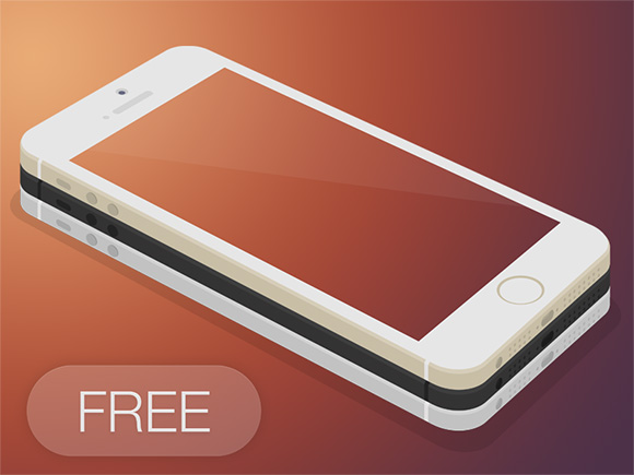 Flat 3D iPhone5s mockup