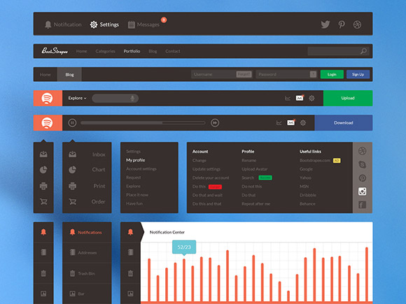 Dark UI - Free PSD UI set