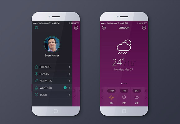 Free weather app PSD
