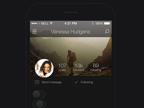Kickstarter - Dark UI kit for apps