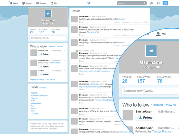 Twitter GUI redesigned PSD