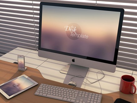 The Desk Template Apple Psd Mockups Freebiesbug