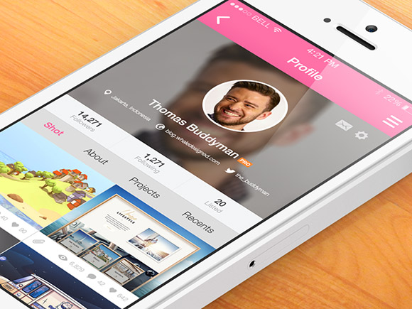 8 dribbble app screens PSD