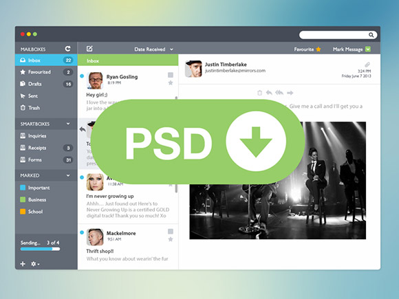 Email app UI concept