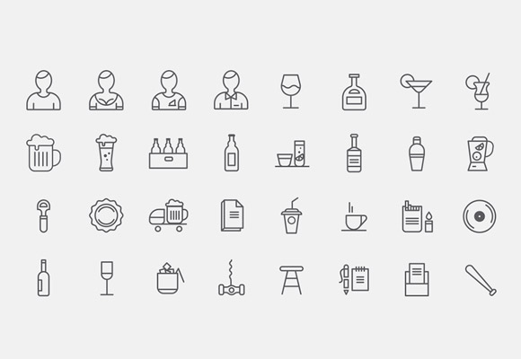32 bar icons free PSD