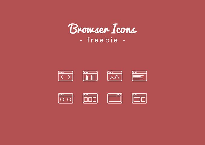 8 outline browser icons PSD
