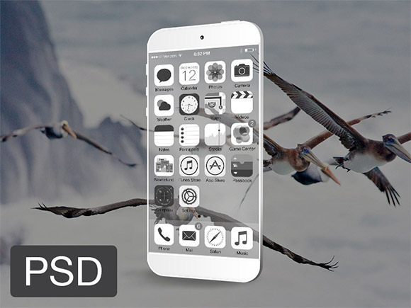 Transparent iPhone mockup PSD