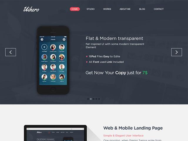 Uihero - Free PSD website template