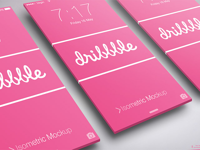 Isometric app mockup PSD