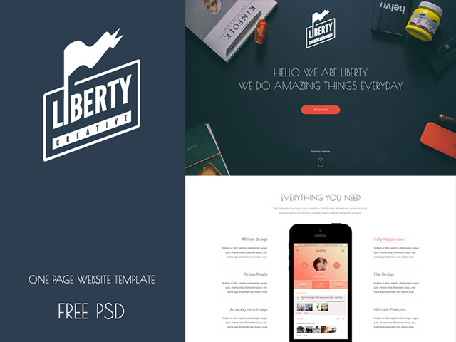 Liberty - One page template PSD