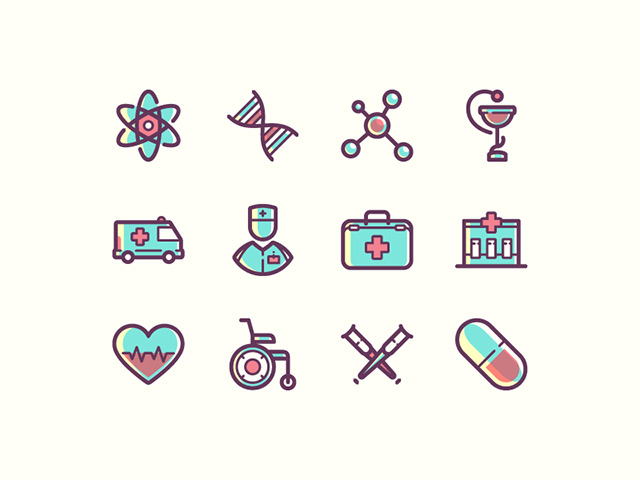 12 medical icons - PSD