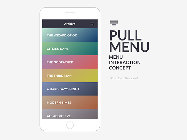 Pull menu interaction concept