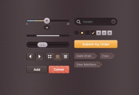 Dark UI kit PSD