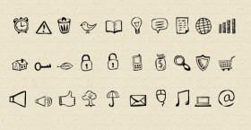 Hand drawn icons PSD