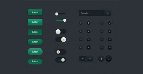 Dark UI kit free PSD