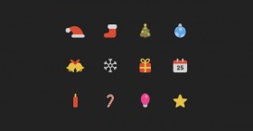 Coloured PSD Christmas icons