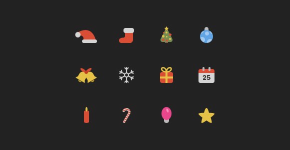 Coloured PSD Christmas icons