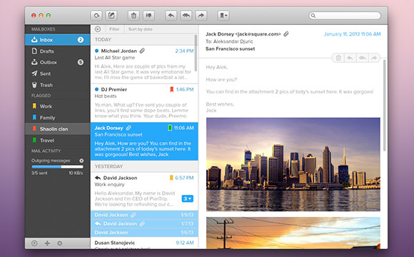 Free PSD mail app GUI