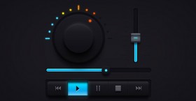 Dark music interface free PSD