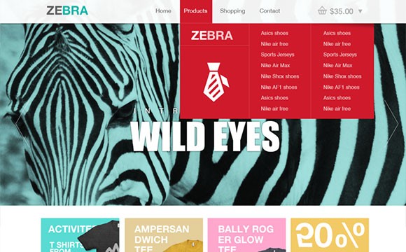 Zebra: ecommerce website template PSD