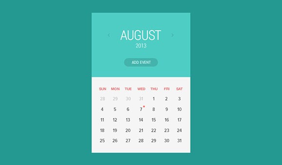 Flat calendar widget PSD