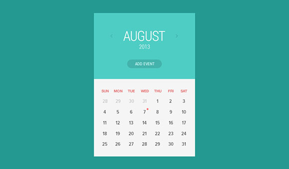 Flat calendar widget PSD