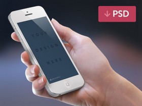 iPhone + hand PSD mockup