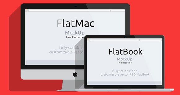 iMac / Macbook PSD flat mockup