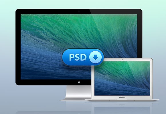 Macbook Air + Thunderbolt Display Mockup