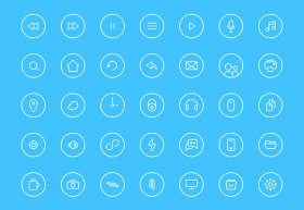 Thin rounded icons PSD