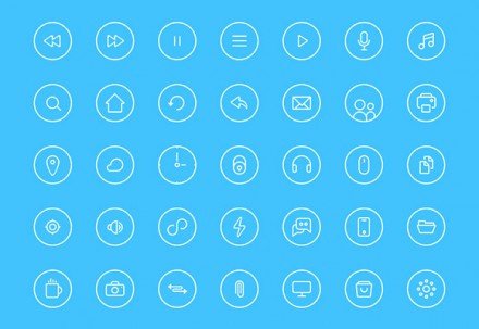 Thin rounded icons PSD - Freebiesbug