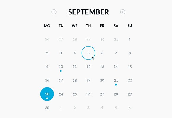 Round calendar - PSD + HTML