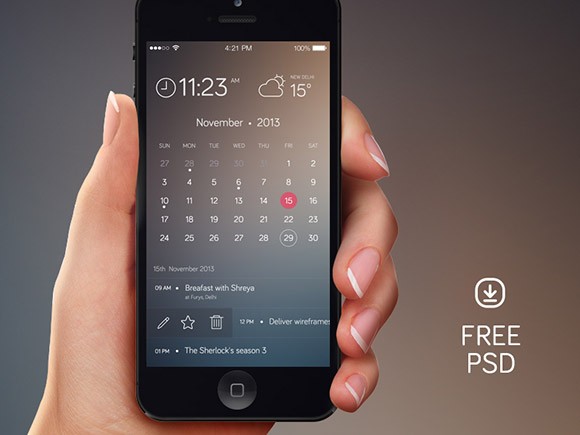 iPhone calendar concept PSD