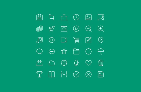 36 free outline icons PSD