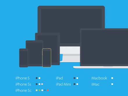 Set of flat Apple devices mockup - Freebiesbug