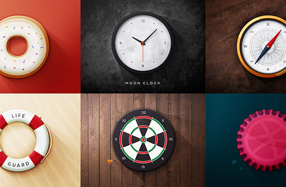 6 Realistic round icons PSD - Freebiesbug