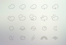 61 Outlined weather icons PSD
