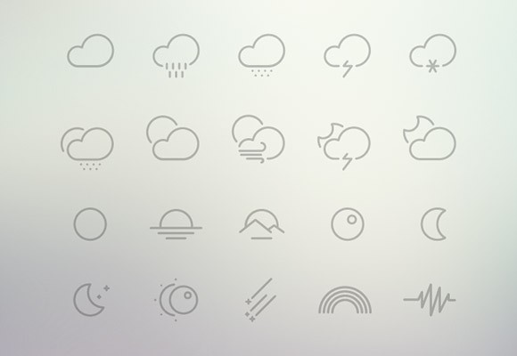 61 Outlined weather icons PSD