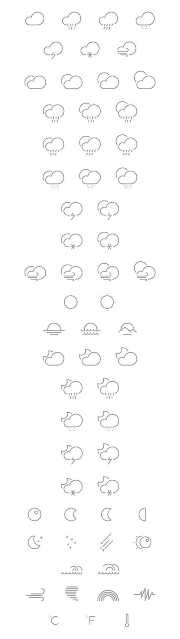 61 Outlined weather icons PSD